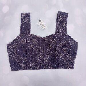 Madewell Quilted Sweetheart Crop Top Midnight.‎ NWT (size 10)